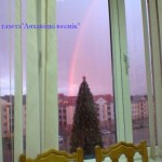 В декабрьский день над Ляховичами засияла радуга